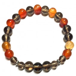 Bracelet en Cornaline & Quartz Fumé