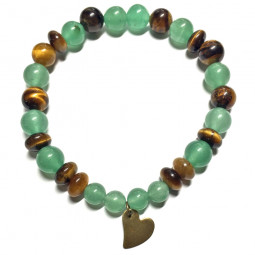 Bracelet en Aventurine Verte & Oeil de Tigre