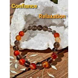 Bracelet en Cornaline & Quartz Fumé