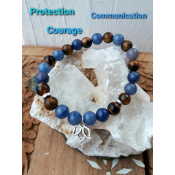 Bracelet en Oeil de Tigre & Aventurine Bleue