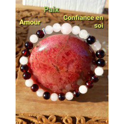 Bracelet en Grenat & Quartz Rose