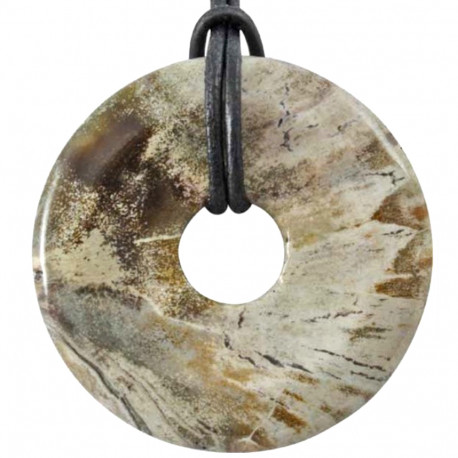 Pendentif en Bois Fossile - Forme Donut