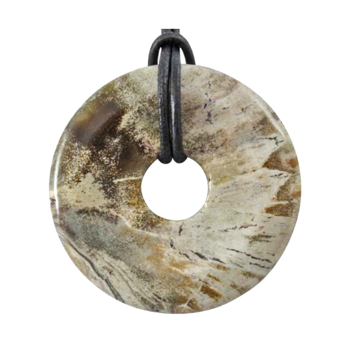 Pendentif en Bois Fossile - Forme Donut