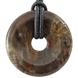 Pendentif en Bois Fossile - Forme Donut