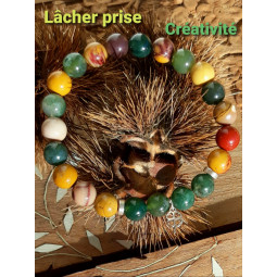 Bracelet en Jaspe Mokaïte & Agate Mousse