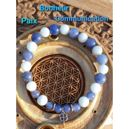 Bracelet en Aigue Marine & Aventurine Bleue