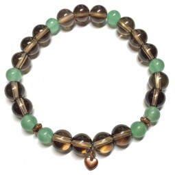 Bracelet en Aventurine Verte & Quartz Fumé
