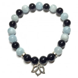 Bracelet en Aigue Marine & Onyx