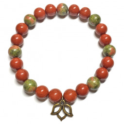 Bracelet en Jaspe Rouge & Unakite