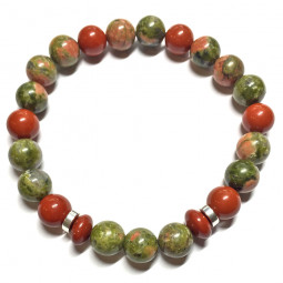 Bracelet en Jaspe Rouge & Unakite