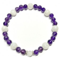 Bracelet en Améthyste & Pierre de Lune