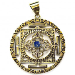 Pendentif Tibétain en Bronze et Lapis-Lazuli