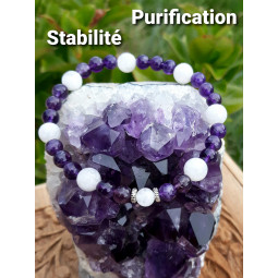 Bracelet en Améthyste & Pierre de Lune