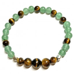 Bracelet en Aventurine Verte & Oeil de Tigre