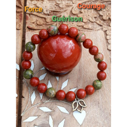 Bracelet en Jaspe Rouge & Unakite