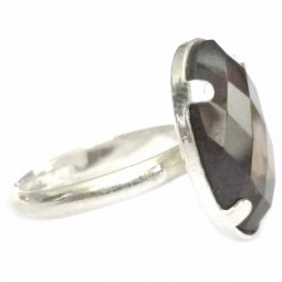 Bague Argent & Quartz Fumé