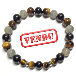 Bracelet Boules 3 Pierres & Argent