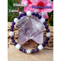 Bracelet en Améthyste & Pierre de Lune