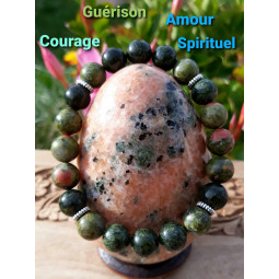 Bracelet en Serpentine & Unakite