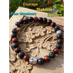 Bracelet  Oeil de Taureau & Basalte