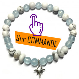 Bracelet en Aigue Marine & Howlite
