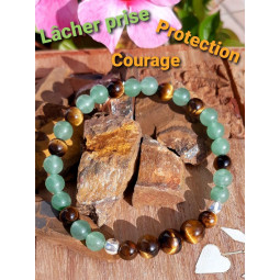 Bracelet en Aventurine Verte & Oeil de Tigre