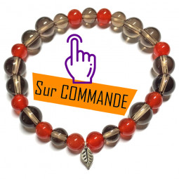 Bracelet en Cornaline & Quartz Fumé