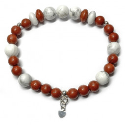 Bracelet en Jaspe Rouge & Howlite