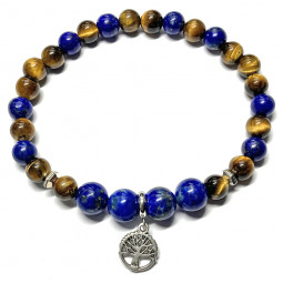 Bracelet en Oeil de Tigre & Lapis-Lazuli