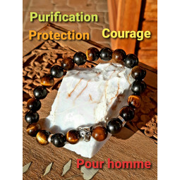 Bracelet en Shungite & Oeil de Tigre