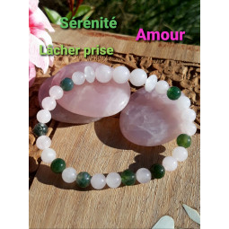 Bracelet en Quartz Rose & Agate Mousse