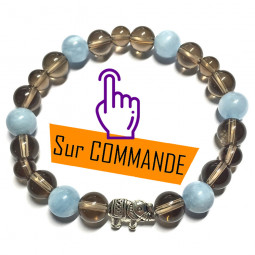 Bracelet en Aigue Marine & Quartz Fumé