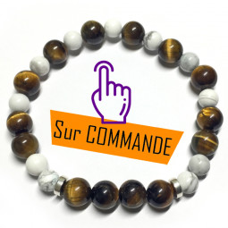 Bracelet en Oeil de Tigre & Howlite