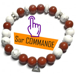 Bracelet en Jaspe Rouge & Howlite