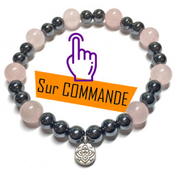 Bracelet en Hématite & Quartz Rose