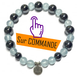 Bracelet en Aigue Marine & Hématite