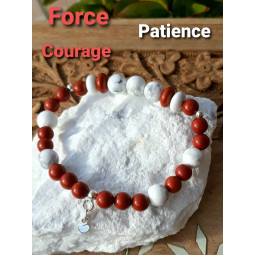 Bracelet en Jaspe Rouge & Howlite