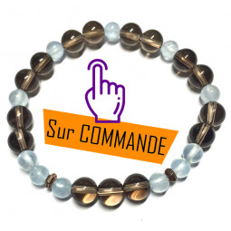 Bracelet en Aigue Marine & Quartz Fumé