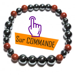 Bracelet en Jaspe Rouge & Hématite