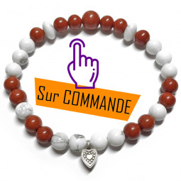 Bracelet en Jaspe Rouge & Howlite