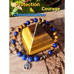 Bracelet en Oeil de Tigre & Lapis-Lazuli