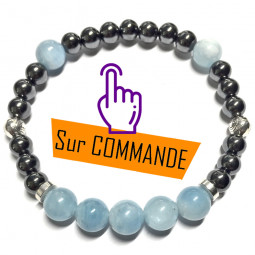 Bracelet en Aigue Marine & Hématite