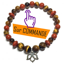 Bracelet en Jaspe Rouge & Oeil de Tigre