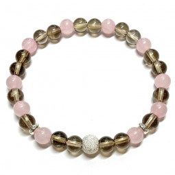 Bracelet en Quartz Rose & Quartz  Fumé