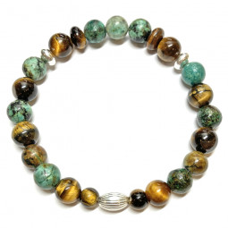 Bracelet en Oeil de Tigre & Turquoise