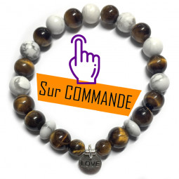 Bracelet en Oeil de Tigre & Howlite