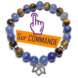 Bracelet en Oeil de Tigre & Aventurine Bleue