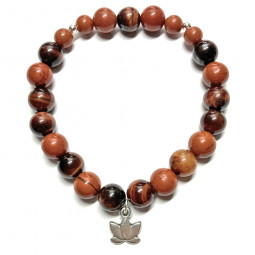 Bracelet en Jaspe Rouge & Oeil de Taureau