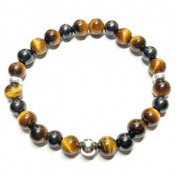 Bracelet en Shungite & Oeil de Tigre