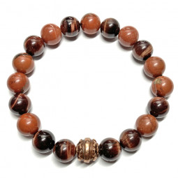 Bracelet en Jaspe Rouge & Oeil de Taureau